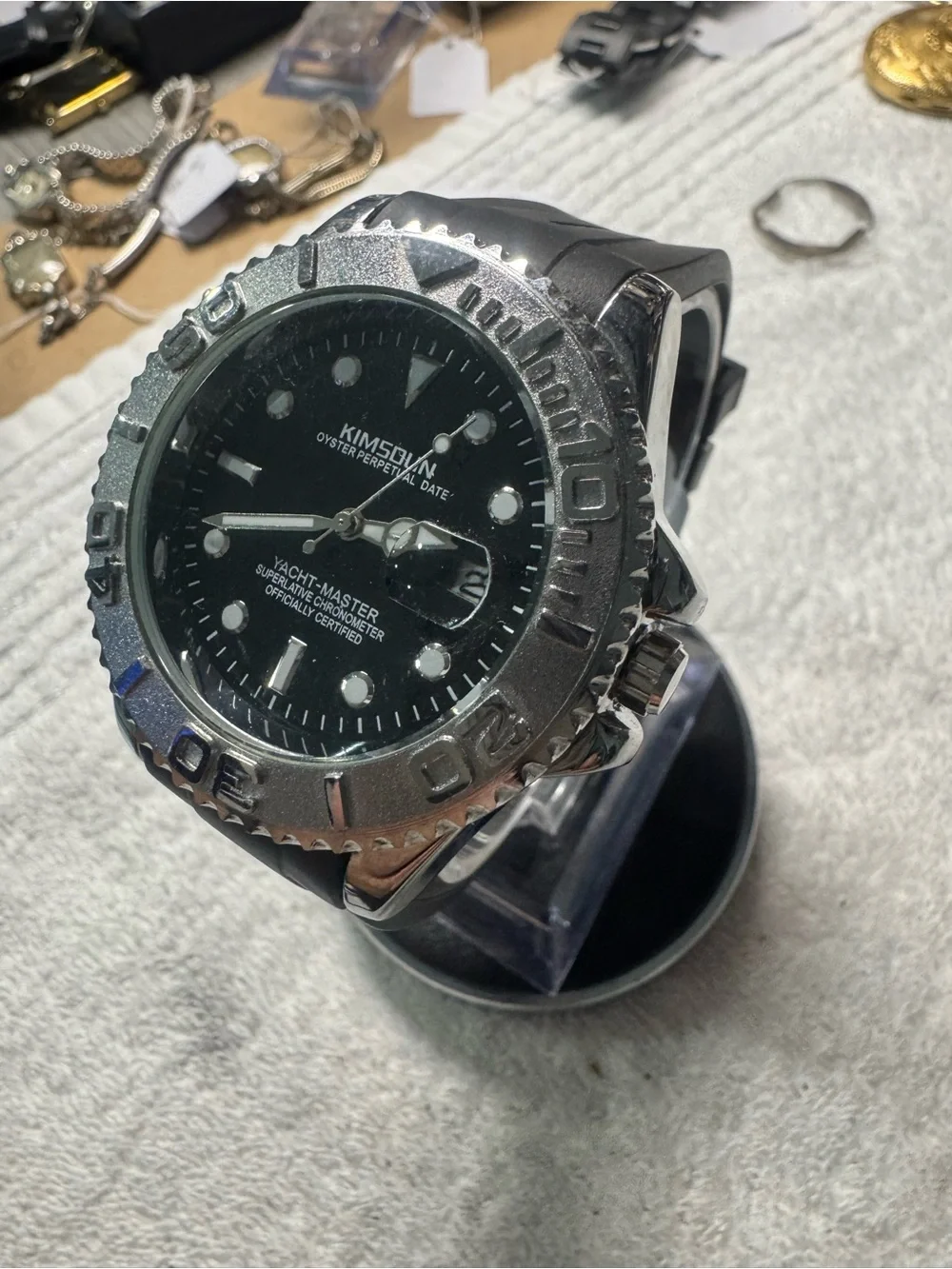 Kimsdun Yacht-Master Men's Black and Silver Watch